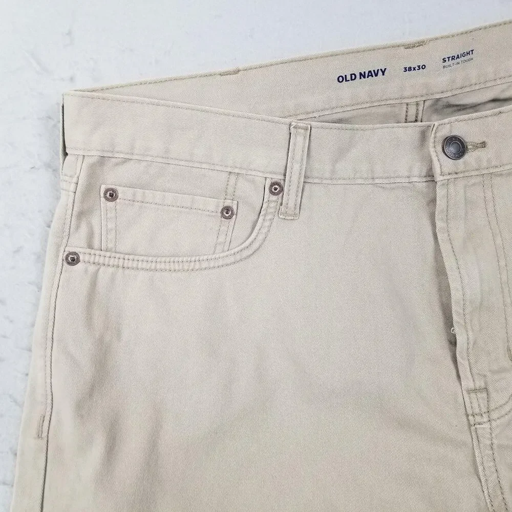 Old Navy Jeans Mens 38x30 Beige Straight Leg 100% Cotton Denim Casual Pants‎